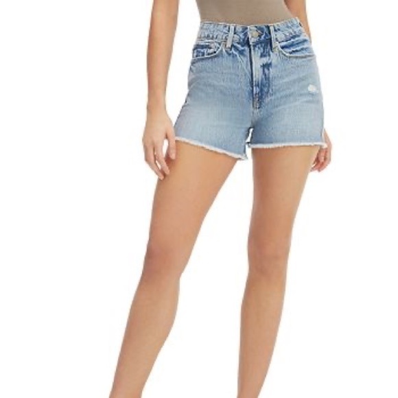 Good American Blue Cut Off Shorts 18 - Picture 1 of 9